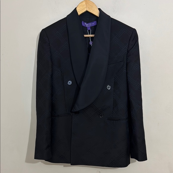 NWT Ralph Lauren Purple Label Women’s Gregory Jacquard Tuxedo Blazer size 2 Glam - Picture 3 of 11